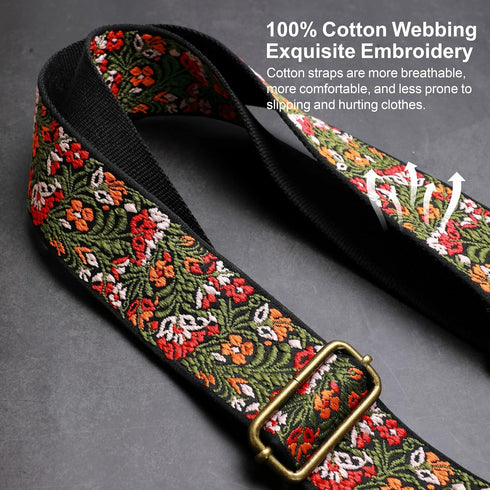 Purse Strap, 2"Cowhide Head Wide Shoulder Strap Adjustable Replacement,Retro Jacquard Embroidery Multi-pattern Crossbody Bag Straps for Handbag,Cr...