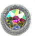 Glitter Wide Pave Round Stone Shaped Brooch Rhinestone Pin...