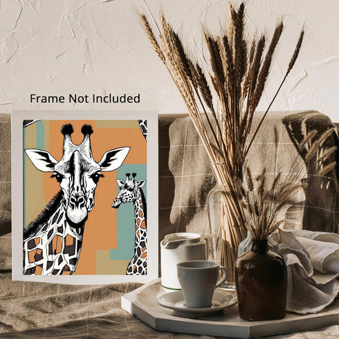 Posterizer 1 pcs-maximalist cute giraffe with retro background 2-Art for Animal Lovers-GIft for Men Women Teens-Decor for Home & Office- unframed ...