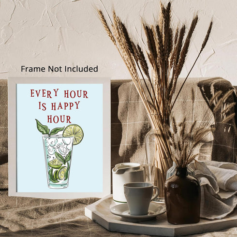 Posterizer 1 pcs-Liquor drink with fun message-every hour is happy hour-Kitchen & Bar Art Art Poster Print for Home, Office, Store, Bar- unframed ...