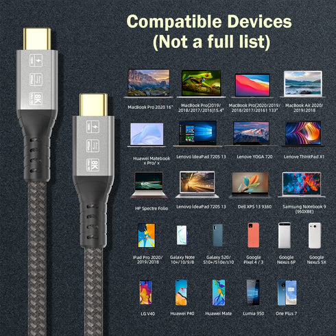 USB C Thunderbolt 4 Cable 3.3ft, USB4 Braided Cables 40Gbps, 8K 60Hz PD 100W Compatible with Thunderbolt 4/3, USB4/3, Type C, for iPhone 15/15 Pro...
