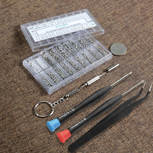 bayite Eyeglass Repair Kit Sunglass Glasses Repair Kit with Screws Assorted Tweezers Screwdriver Nuts Stainless Steel Screws Tool for Watch 1000Pc...