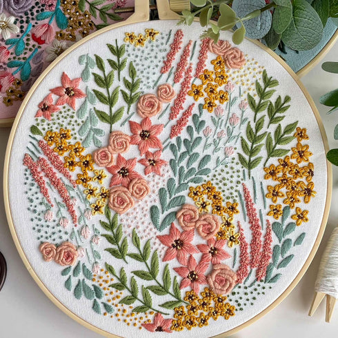 Myfelicity Embroidery kit for adults, Embroidery Material Set with Cute Flowers and Plants Patterns. 3 Embroidery Clothes and Colors Threads. 1 Ho...