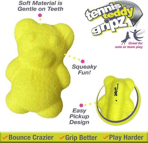Nylabone Power Play Tennis Teddy Gripz Bear Dog Toy Teddy Medium (1 Count)...