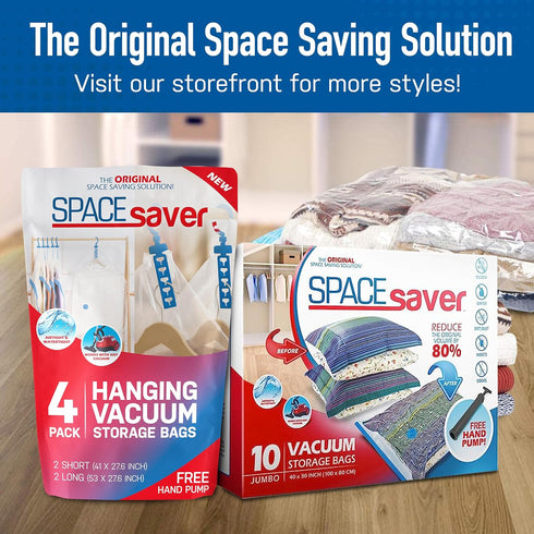 6 Pack Jumbo Vacuum Storage Bags for Comforters, Blankets & Clothes – Jumbo Vacuum Sealed Compression Bags with Hand Pump – Space Saver Storage Ba...