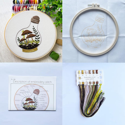 3* Embroidery Kit, Beginner Adult Embroidery Material Pack, Green Plants, Succulents Pattern Collection…......