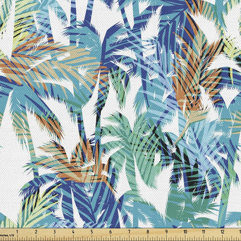 Ambesonne Palm Leaf Fabric by The Yard, Tropical Summer Print with Palm Abstract Nature Pattern Fantasy Dream, Decorative Fabric for Upholstery an...