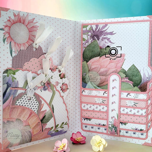 Matty’s Crafting Joy Square Waterfall Flap Die Cut Set of 4, Nesting Metal Cutting Dies for Scrapbook Albums and Journals, Paper Crafting, Scrapbo...