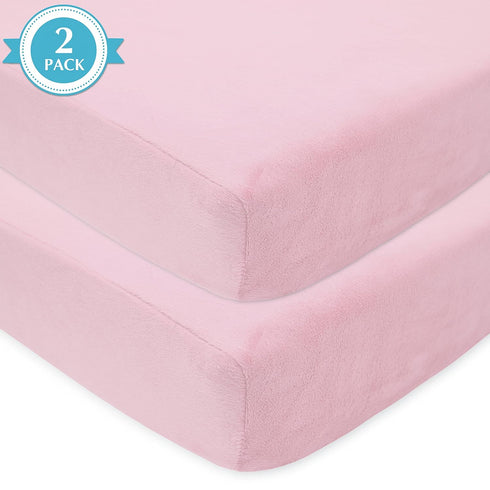 American Baby Company 2 Pack Heavenly Soft Chenille Fitted Crib Sheet 28" x 52", Warm and Cozy Neutral Chenille Sheet, Pink, for Boys and Girls, F...