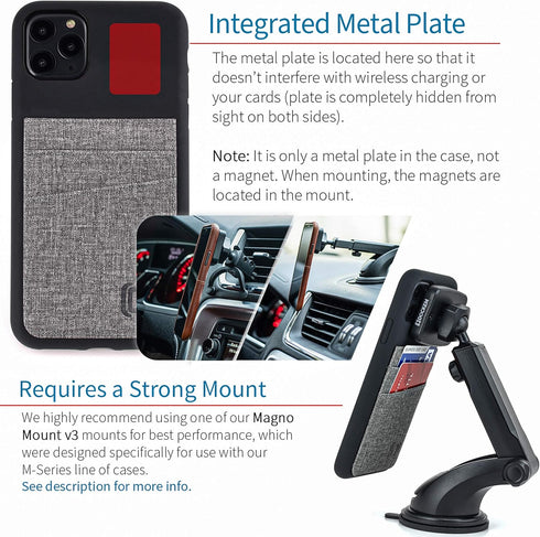 Dockem Silicone Wallet Case for iPhone 11 Pro Max (6.5"): Protective Card Case with Built-in Metal Plate for Magnetic Mounting & 2 Credit Card Hol...