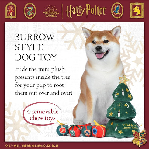 Harry Potter 14" Holiday Tree Burrow Dog Toy with Plush Squeaker Hogwarts House Presents | Dog Toys for Pets, Plush Dog Toy, Dog Squeaky Toy, Toys...