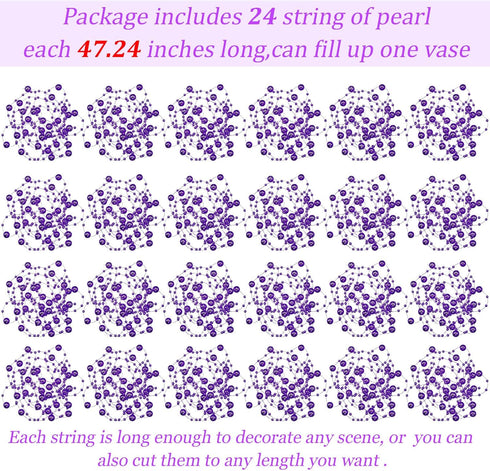 Tondiamo 24 Pcs Artificial Pearl String for Floating Candle Faux Pearls Beads String Party Garland Decoration for Vases Filler Wedding Centerpiece...