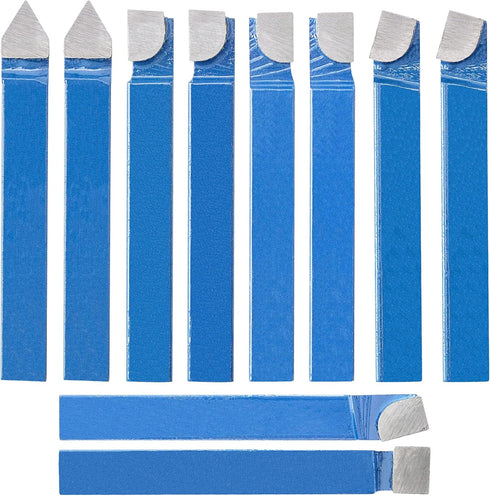 1/4" Metal Lathe Tooling - 10PCS Carbide Tip Tipped Cutter Tool,C6 Bit Cutting Set,for Metal Lathe Turning, Boring, and Chamfering...