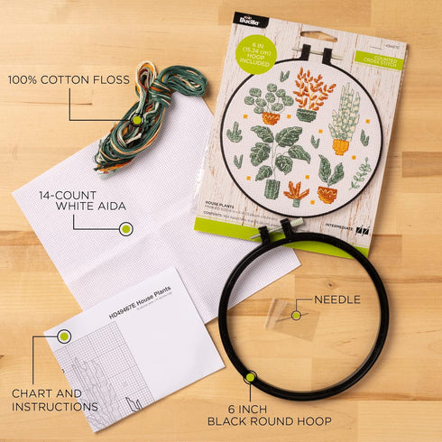 Bucilla Counted Cross-Stitch Kit, Floral Menagerie, Includes 14 ct Aida Cloth, 6" Plastic Hoop, Embroidery Floss, Needle and Instructions, 49468E...