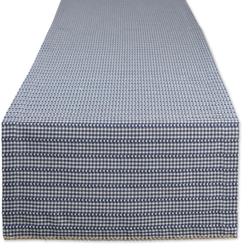 DII Farmhouse Gingham, Checked Tabletop Collection, Table Runner, 14x108, French Blue...