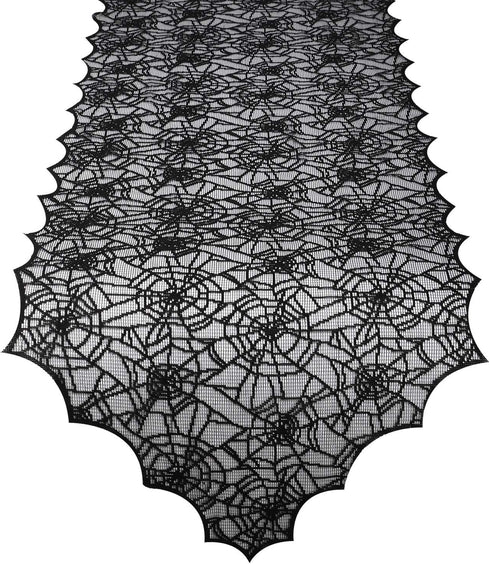 ibohr Halloween Table Runner with Spider Web Lace Festival Table Runner Halloween Table Decoration for Parties & Gatherings, 100% Polyester, 18 X ...