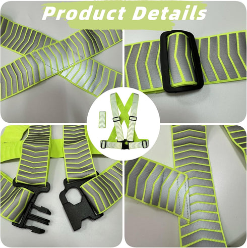 Reflective Running Vest and Armband, Safety Gear, Reflective Suspenders, High Visibility Vest, Adjustable Reflective Strap Safety Vest Elastic Bel...