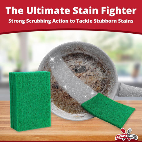 Green Sustainable 20 Pack Cleaning Scour Pads by Avant Grub. Powerful Stain Remover for Cookware. Easily Remove Grease and Residues. Eco-Friendly ...