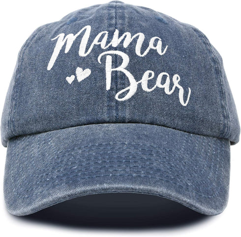 DALIX Mama Bear Mom Hat Gift Vintage Washed Denim Cap Distressed...