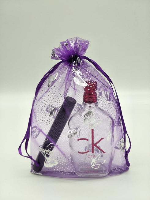 Ankirol 100pcs Sheer Organza Favor Bags Purple Butterfly Print For Wedding Gift Bags Samples Display Drawstring Pouches (4x6)...