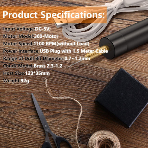 Electric Hand Drill Tools Set for Resin Casting Molds, Electrical Pin Vise Kit with 8 Pieces Drill Bits (0.8 to 1.2 mm) for Resin Plastic Wood Pol...