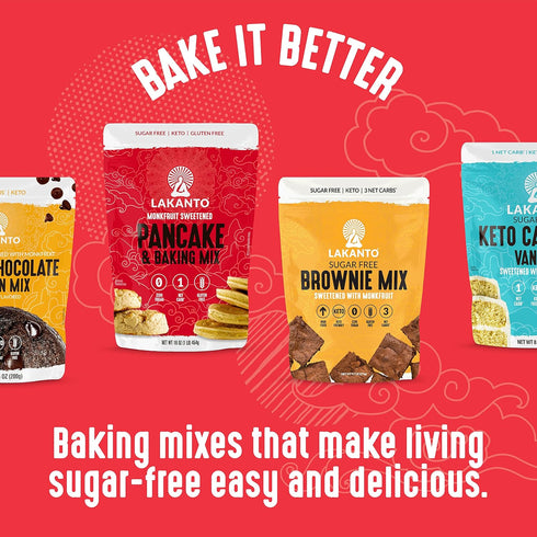 Lakanto Sugar Free Chocolate Chip Cookie Mix - Sweetened with Monk Fruit Sweetener, Gluten Free, Keto Diet Friendly, Vegan, 2g Net Carb, Almond Fl...