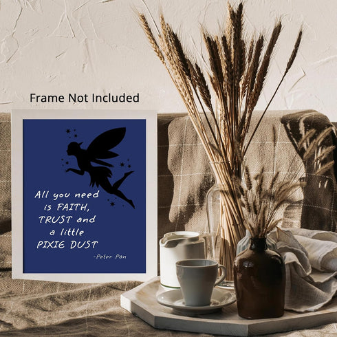 Posterizer 1 pcs-Faith, Trust, Pixie Dust-Peter Pan Cartoon Quotes-Kids Room Art- Gift for Moms-Gift for Daughter, Son, Kids-Decor for nursery tod...