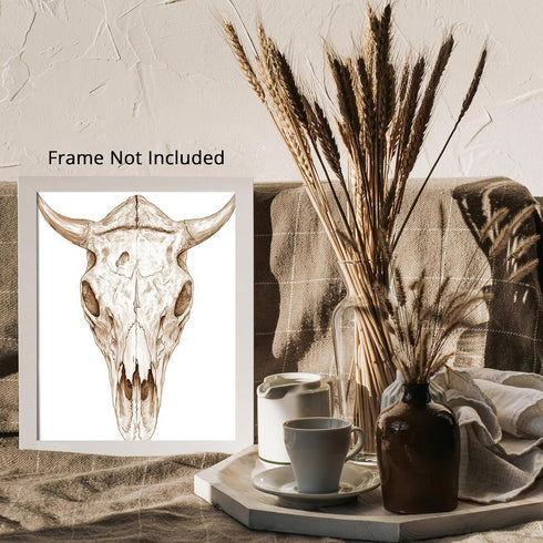Posterizer 1 pcs-cow or bison skull art illustration 2-Gothic Art-Gift for Men Women Teens-Living Room Bedroom Decor- unframed wall art...