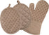 Sticky Toffee Oven Mitt and Pot Holder Set of 3 – Tan Kitchen Hot Pads and Mitts with Non-Slip Silicone Grip, 100% Cotton Shell, Oeko-Tex Cotton...