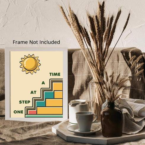 Posterizer 1 pcs-One Step at a Time positive message typography-Motivational & Inspirational Art Gift for Men Women Entrepreneur Teens Decor for...