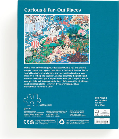 Galison Where's________? Curious and Far Out Places – 500 Piece Book Box Jigsaw Puzzle Featuring A World of Peculiarity and Novelty to Search and ...
