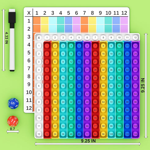Multiplication Chart Pop It - Multiplication Game Board, Multiplication Pop It Math Games 12x12 Multiplication Table for Kids Learning, Multiplica...