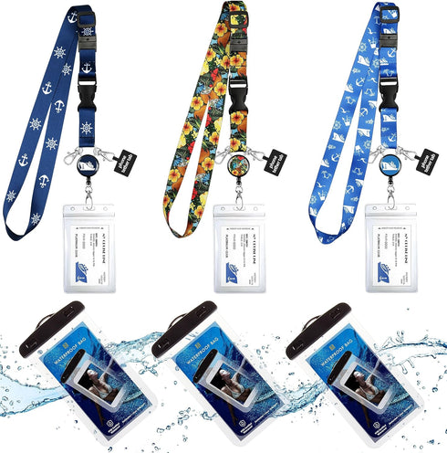 3-PK Waterproof Phone Pouch Phone Dry Bag Case for iPhone 13 12 11 Pro Max XS Max Samsung Galaxy s10 Google Up to 7.0". Cruise Adjustable Lanyard ...