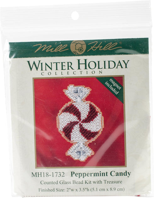 Peppermint Candy Beaded Counted Cross Stitch Christmas Ornament Kit Mill Hill 2017 Winter Holiday MH181732...