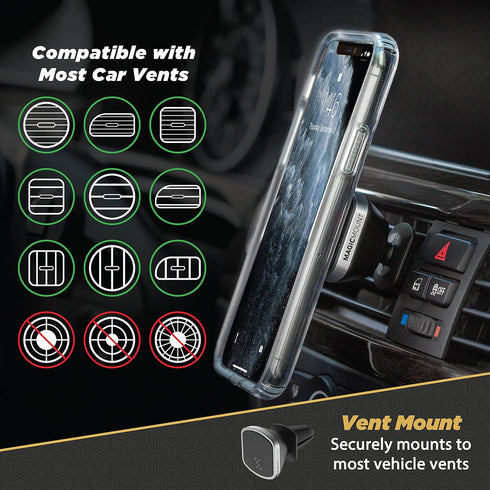 Scosche MM2CDPDVSR-SP MagicMount Pro 3-in-1 Magnetic Car Phone Holder - Strong Magnet Car Mount for iPhone and Android - 360° Secure Magnetic Cell...