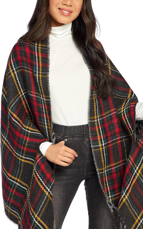 Mud Pie Reversible Tartan and Leopard Womens Scarf Wrap, One Size, Green...