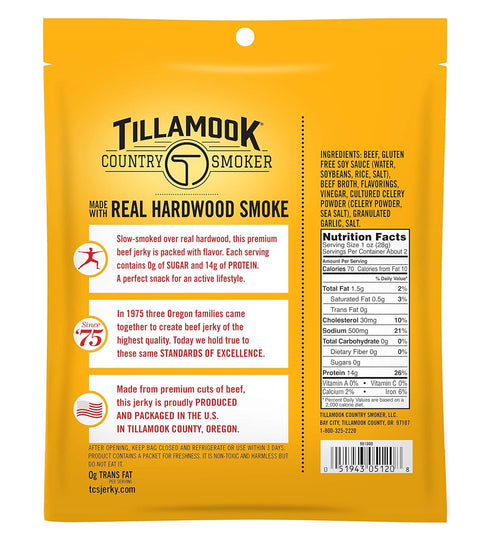 Tillamook Country Smoker Keto Friendly Zero Sugar Beef Jerky Variety Pack, Original & Black Pepper, 2.2 Ounce (Pack of 4)...