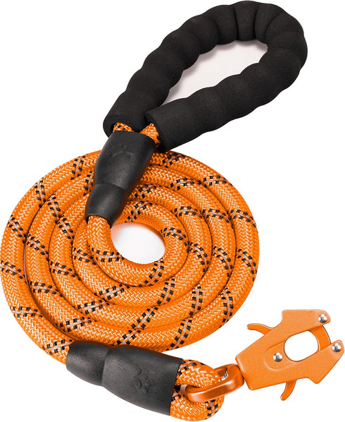 2/4/5/6FT Dog Leash, Heavy Duty Dog Rope Leash, Reflective Nylon Pet Leash with Aluminum Quick Release/Locking Tactical Frog Clip for Small Medium...