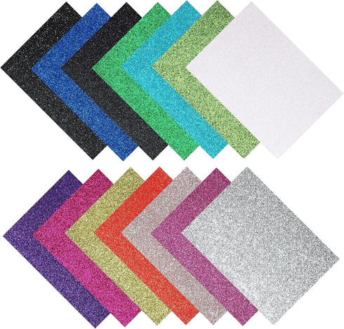 14pcs Shiny Superfine Faux Lather Sheets, PU Glitter Leather Fabric Sheet for DIY Earrings Crafts Hair Bows Christmas Decoration and Jewelry Makin...