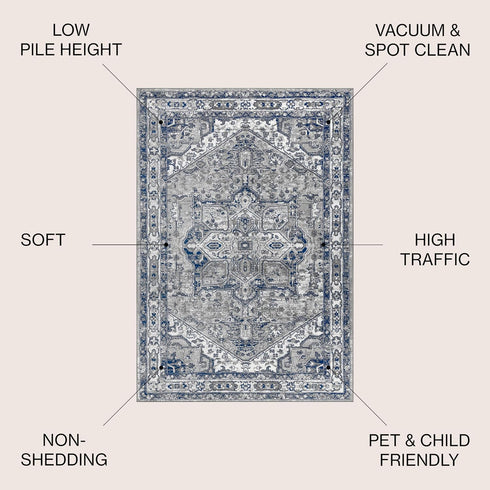 JONATHAN Y MDP106B-3 Modern Vintage Medallion Traditional Indoor Area Rug Country Easy -Cleaning Bedroom Kitchen Living Room Non Shedding, 3 X 5, ...
