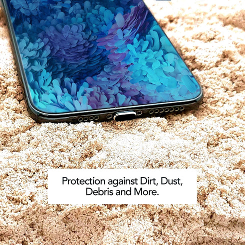 Dust Plugs (2-Pack) - Compatible w/with Lightning Port, iPhone 14-7, Plus, Max, Pro, iPad, Aluminum Build - Incl. Holder & Cleaning Brush (Gun Met...