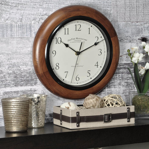 FirsTime & Co. Walnut Round Wall Clock, 11",10055...