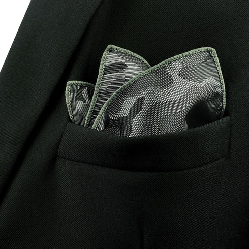SHLAX&WING Unique Grey Pocket Square for Men Camo Camouflage 12.6 inches...