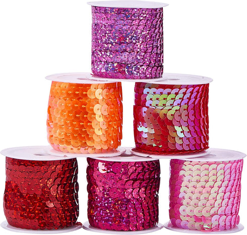 PH PandaHall 30 Yards Flat Sequin Strip, 6mm Spangle Flat Sequins Trim Paillette Spool String Metallic Shiny Trim Sewing Paillette String for Merm...