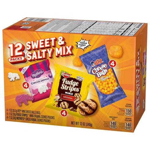 Keebler Sweet & Salty Mix, Keebler Fudge Stripes, Mother's Circus Animals, Utz Mini Cheese Balls, 1 Oz. (Pack of 12)...