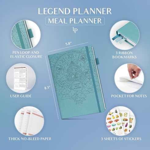 Legend Meal Planner – Weekly Meal Prep & Nutrition Journal with Grocery List & Weight Loss Tracker – Diet & Wellness Diary Log – Undated 12-Month ...