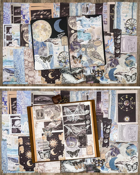 Knaid 200 Pieces Vintage Ephemera Bundle Junk Journal Kit Scrapbook Supplies Paper Sticker Material Pack for Art Journaling Bullet Journals Planne...