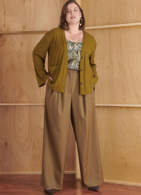 Simplicity Misses' Pleated Wide Leg Pants, Camisole and V-Neck Cardigan Sewing Pattern Kit, Design Code S9826, Sizes 30W-32W-34W-36W-38W, Multicol...