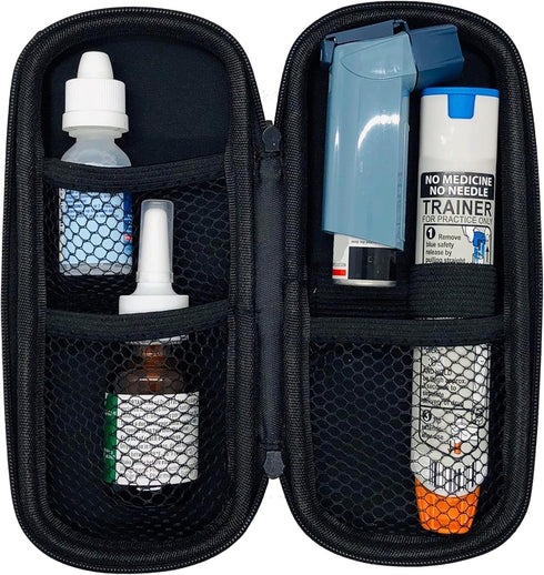 EpiPen Carrying Case, Durable EVA Foam, Water Resistant, Holds 2 Epipens, Auvi-Q, Eye Drops, Nasal Sprays and Other Essential Allergy Supplies (Bl...