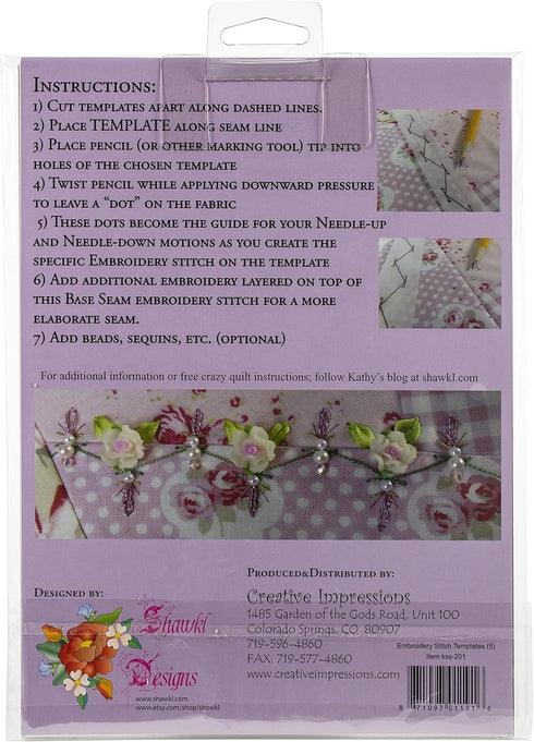 Creative Impressions Embroidery Stitch Template Set-5/Pkg, 5/Pkg...